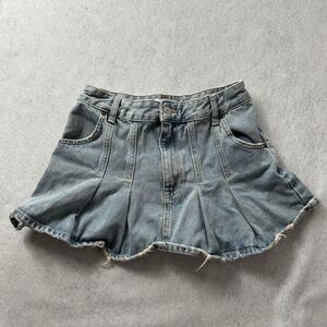 Zara Skirt Women XS Blue Jean Denim Mini Pleated Pockets Tennis Core